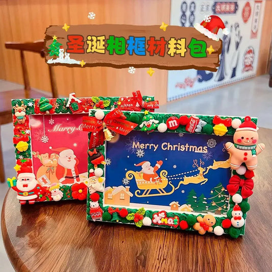 Christmas Holiday Gifts DIY  Cream Gum 6 Inches  Photo Frame Material Pack Handmade Production Cartoon Photo Frame Wooden