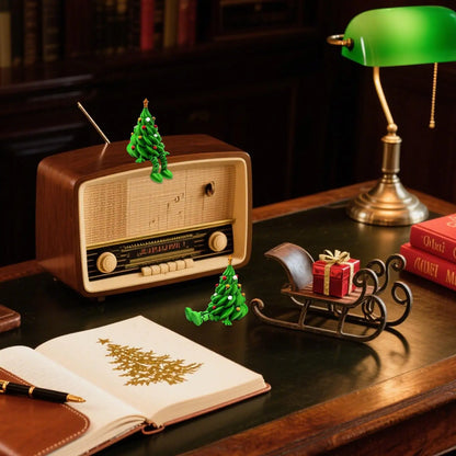 Mini Christmas Trees 3D Printed Toys Cute Figurines with Articulated Legs Statues Store Window Displays Christmas Festive Decor