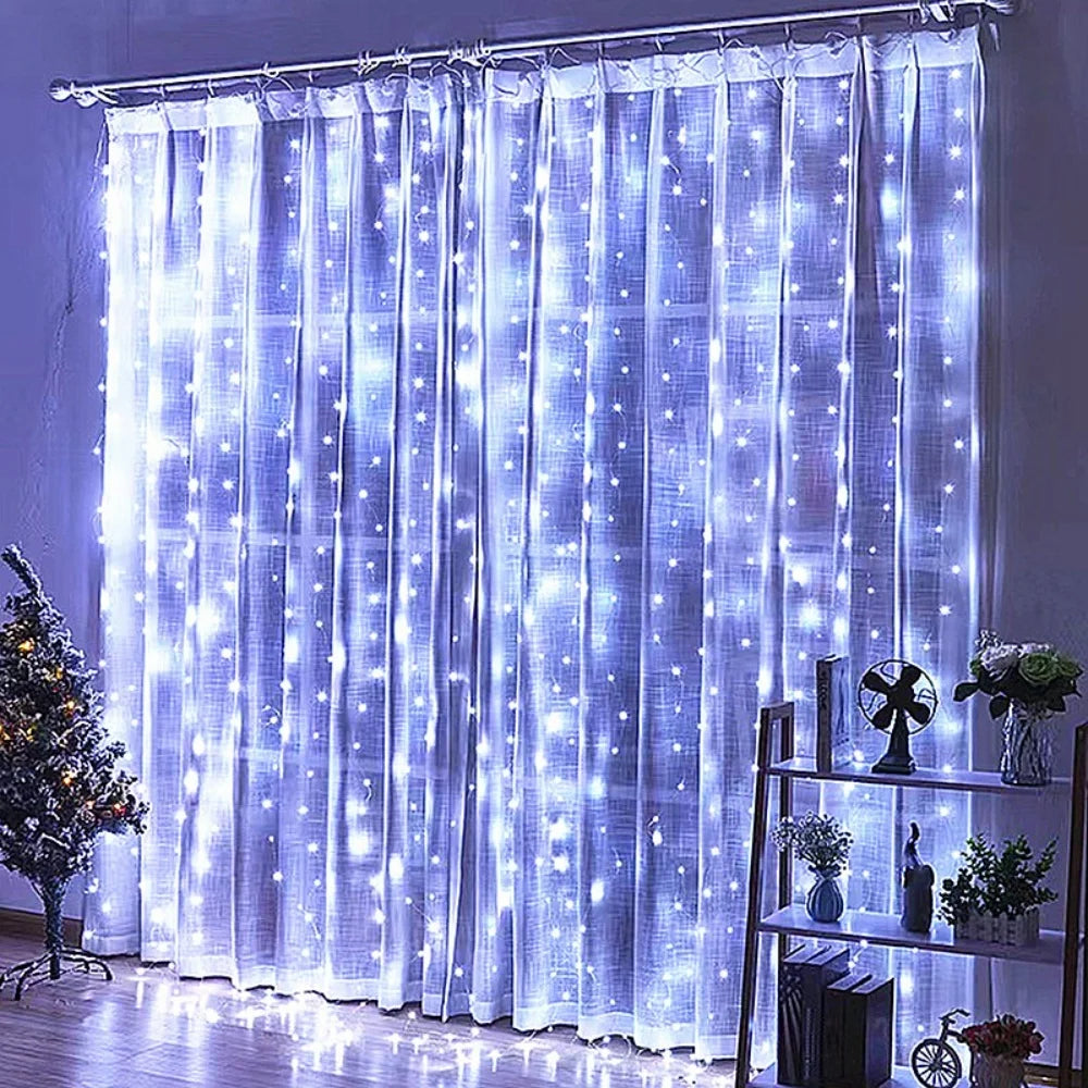 Christmas Lights USB LED Fairy Curtain String Lights with 8 Mode Remote Festoon Christmas Decoration for Home Holiday Wedding
