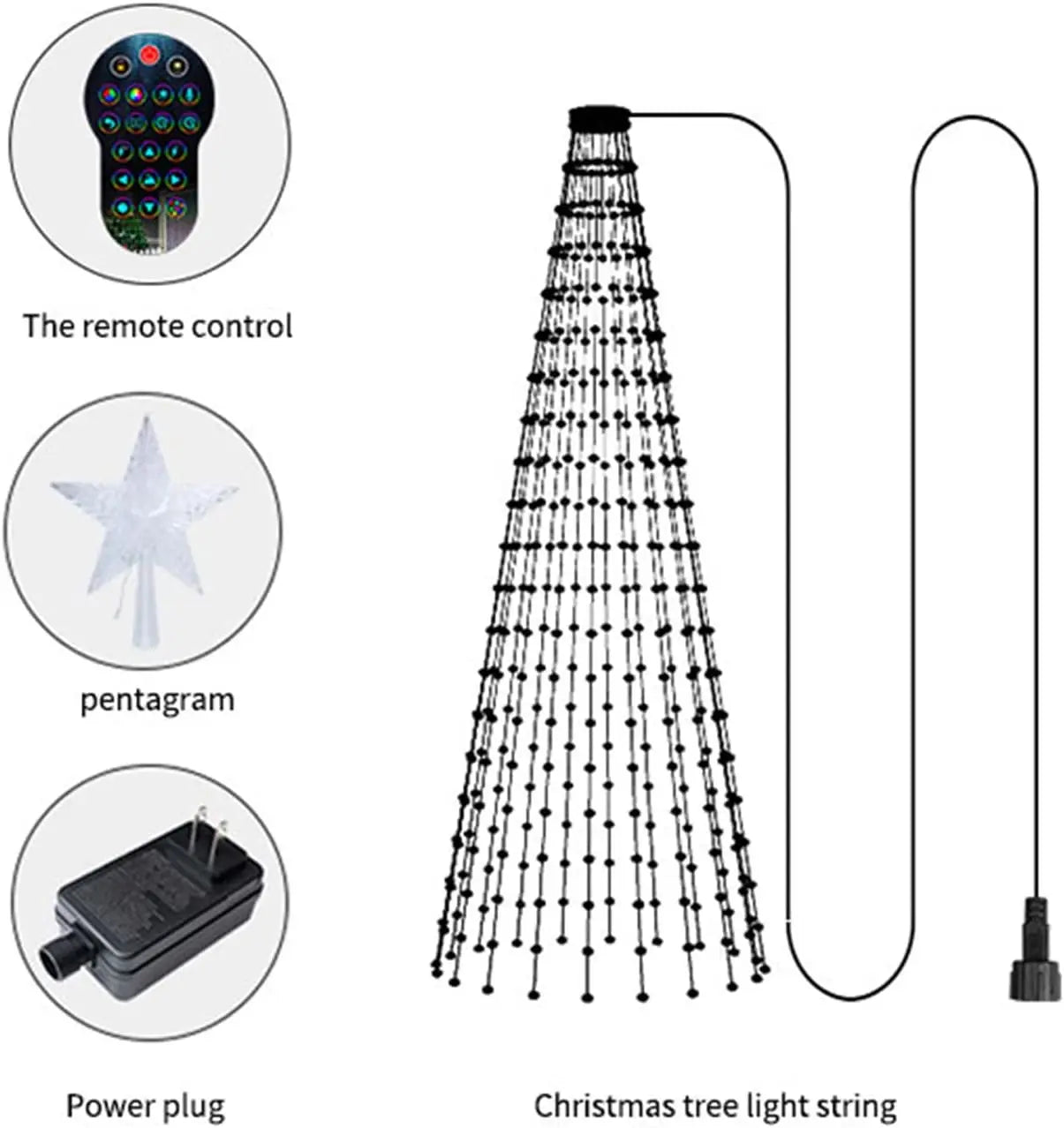 Christmas Ornamental Tree Lights Smart APP Music Sync Waterproof Indoor Outdoor String Christmas Decoration Atmosphere Lighting