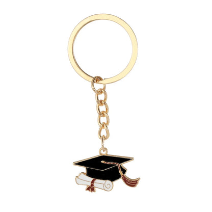 20 Graduation Gifts: Graduation Cap-shaped "Happy Graduation" Keychains. Metal material, suitable for graduation/school return g