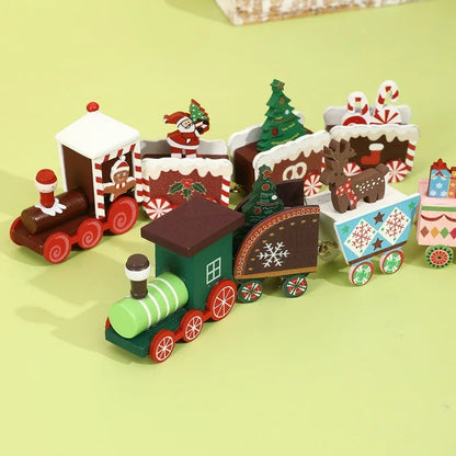 Christmas Tree Ornaments Wooden Train Christmas Decorations for Home Decor 2024 Navidad Noel Natal Gifts Happy New Year 2025