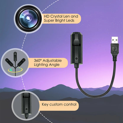 Christmas tree LED projection light, 360° rotatable and adjustable, suitable for creating room and bedroom atmosphere