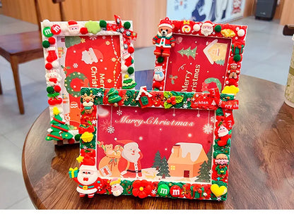 Christmas Holiday Gifts DIY  Cream Gum 6 Inches  Photo Frame Material Pack Handmade Production Cartoon Photo Frame Wooden