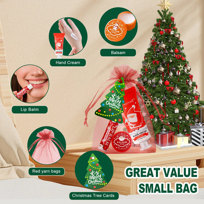 25 pieces/box gift assembly and distribution - lipstick, hand cream, balm, Christmas cards, red gift gauze bags