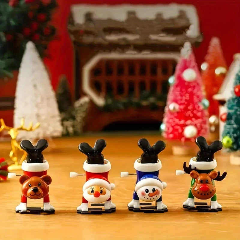 3 sets of Christmas wind-up gifts for holiday parties: Moving Santa, snowman, and a reindeer that does handstands.