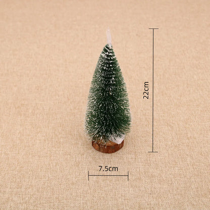 Mini Christmas Tree Decor with Snow Covered Pine DIY Ornaments Winter Snow Ornaments Trees for Xmas Party Home Party bar