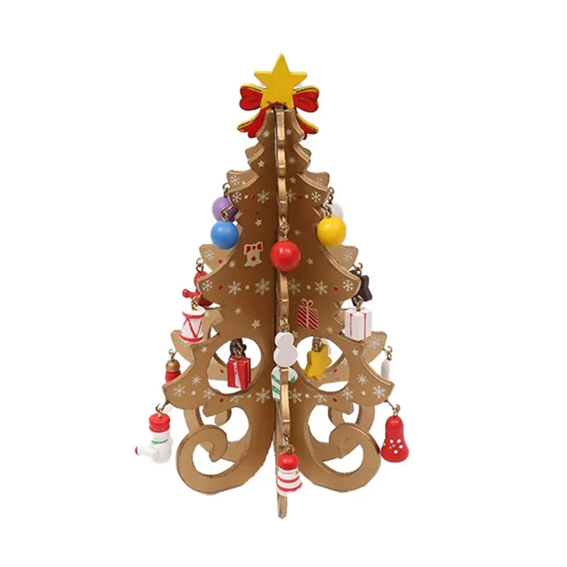 Christmas Tree Children Handmade DIY Stereo Wooden Christmas Tree Scene Layout Christmas Decoration Ornaments Hot
