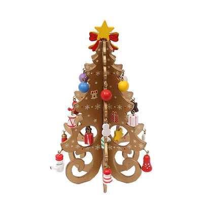 Christmas Tree Children Handmade DIY Stereo Wooden Christmas Tree Scene Layout Christmas Decoration Ornaments Hot
