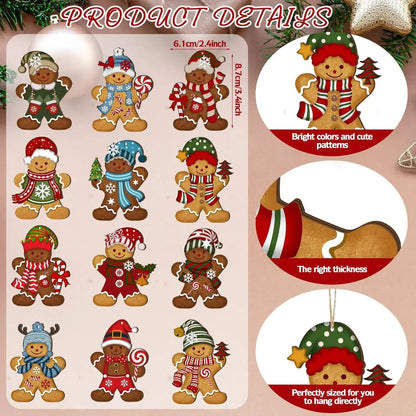 Cute Cartoon Gingerbread Man Ornaments Christmas Tree Wooden Hanging Decorations Pendants Xmas DIY Hangings Home Decor