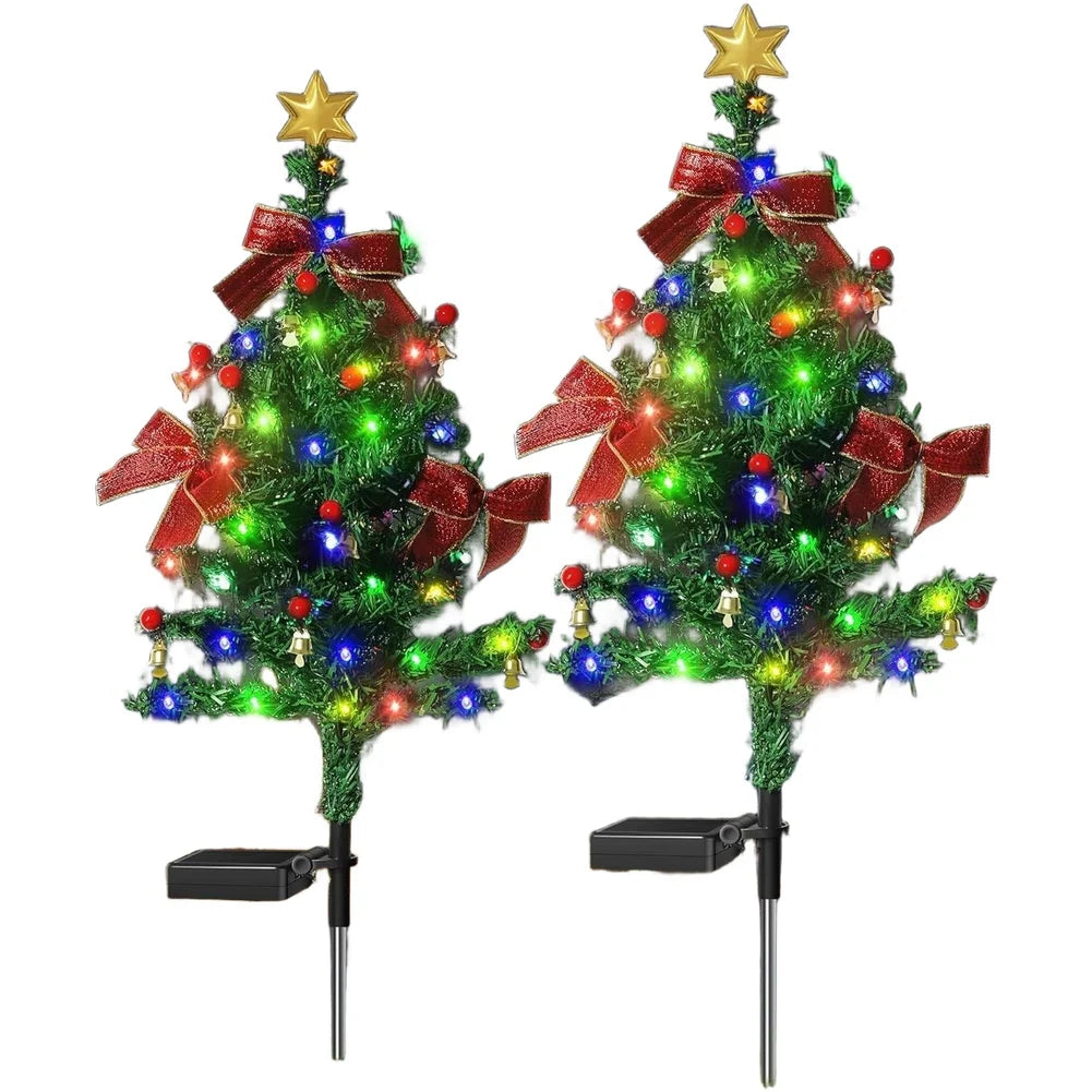 Solar  Outdoor Christmas Trees Christmas Decorations LED Red Fruit And Bow Garden Lawn Landscape Festive Christmas Decor