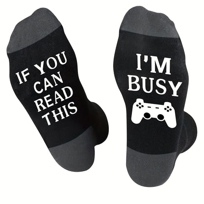 Gifts For Men BoyFriend Christmas Birthday Presents 1Pairs 'I Am Gaming'' I'm not Sleeping' Print Funny Novelty Cotton Socks