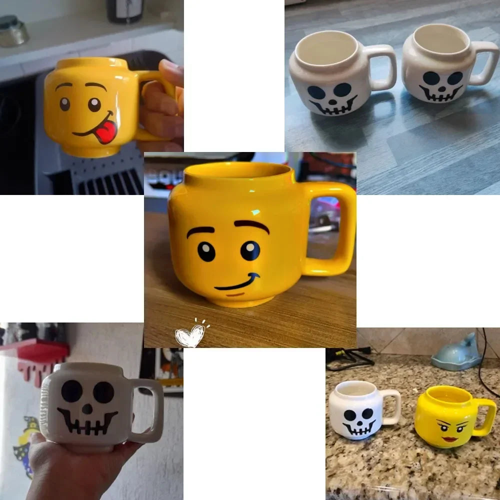 Party Favor Gifts Cute Cartoon Mug for Coffee Milk Tea Ceramic Cup Drinkware with Creative Impish Expression Pattern