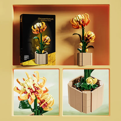 Miniature potted orchids, magnolias, paradise birds, chrysanthemums building blocks, Valentine's Day and Mother's Day gifts