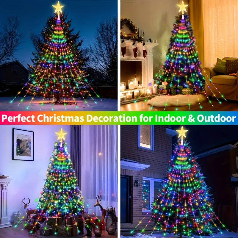 Christmas Decoration Lights 400 LED Christmas Tree Lights with Star Topper Indoor Outdoor String Lights for Yard Party Home