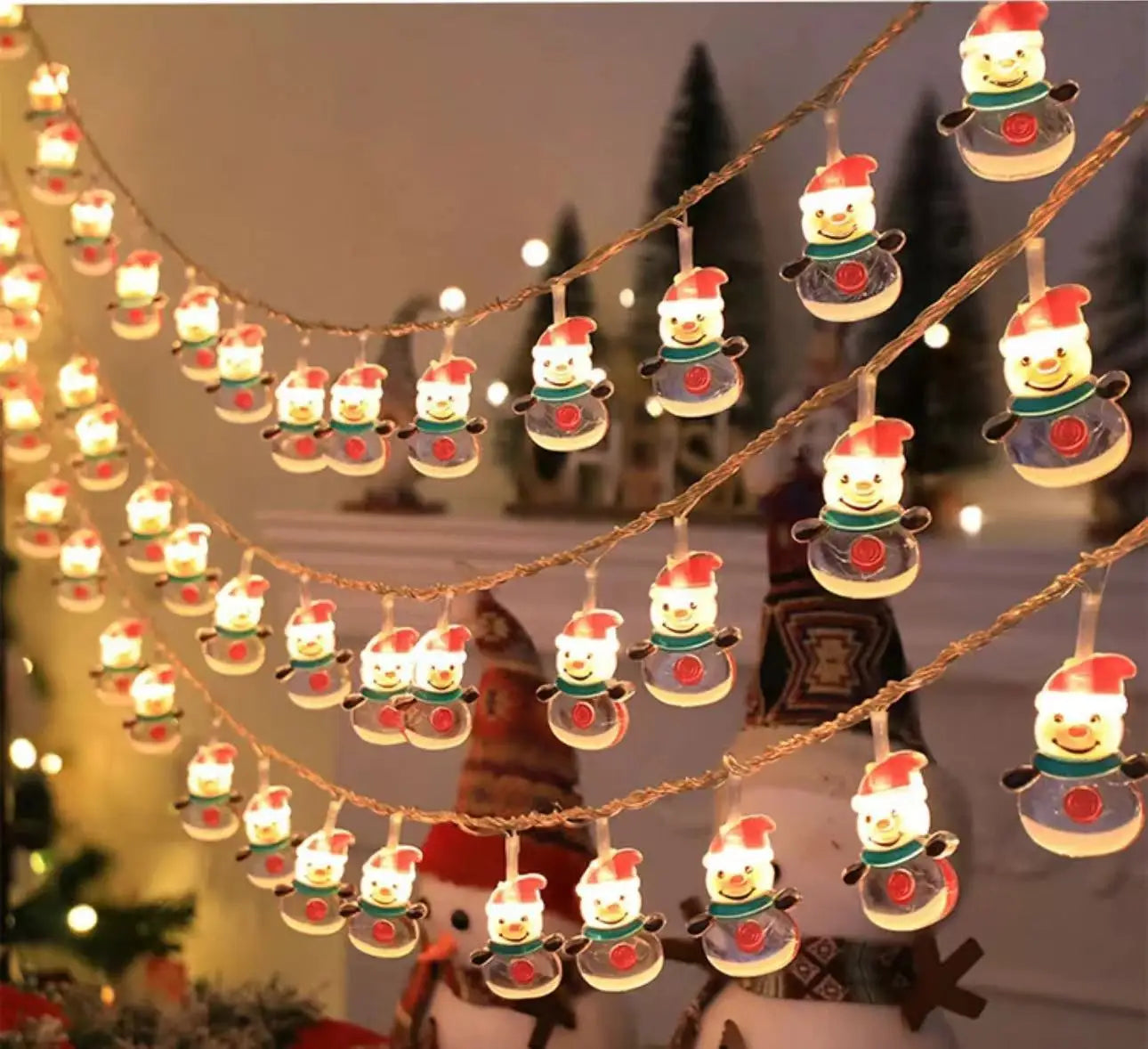 Christmas LED Color Light Strings Snowman Elders Christmas Tree Decorative Lights Scene Party Pendants Ambient Lights