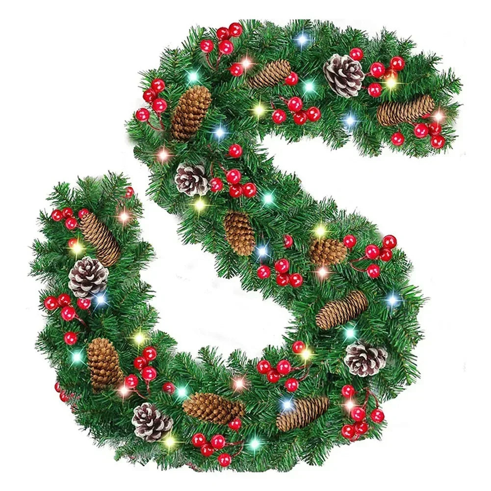 Christmas Tree Ornaments Xmas Wreath Christmas Vine Christmas Garland 2.7 Meters Wall Door Decor Christmas Decoration