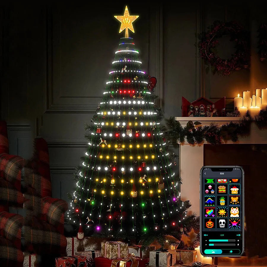 Christmas Ornamental Tree Lights Smart APP Music Sync Waterproof Indoor Outdoor String Christmas Decoration Atmosphere Lighting