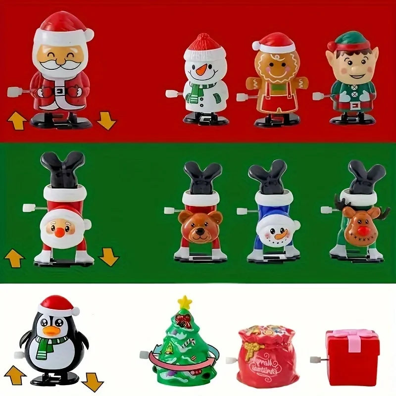 3 sets of Christmas wind-up gifts for holiday parties: Moving Santa, snowman, and a reindeer that does handstands.