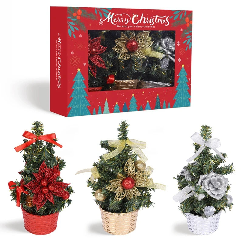 3PCS Xmas Tree Artifical Mini Christmas Tree Christmas Gift Snow Frost Trees Home Decor