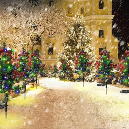 Solar  Outdoor Christmas Trees Christmas Decorations LED Red Fruit And Bow Garden Lawn Landscape Festive Christmas Decor