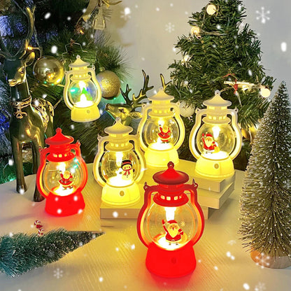 Christmas Lantern String Lights Battery Powered Santa Snowman Tree Pattern Decorative Lights