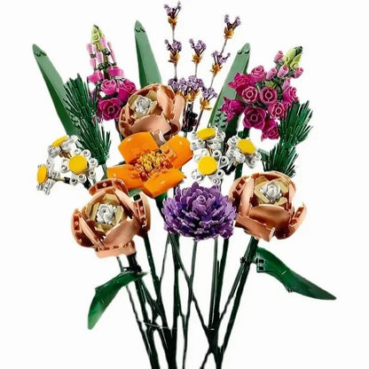 8 bouquets of eternal flowers, roses, orchids, succulents, building blocks, gifts for girls and children  Christmas Gifts