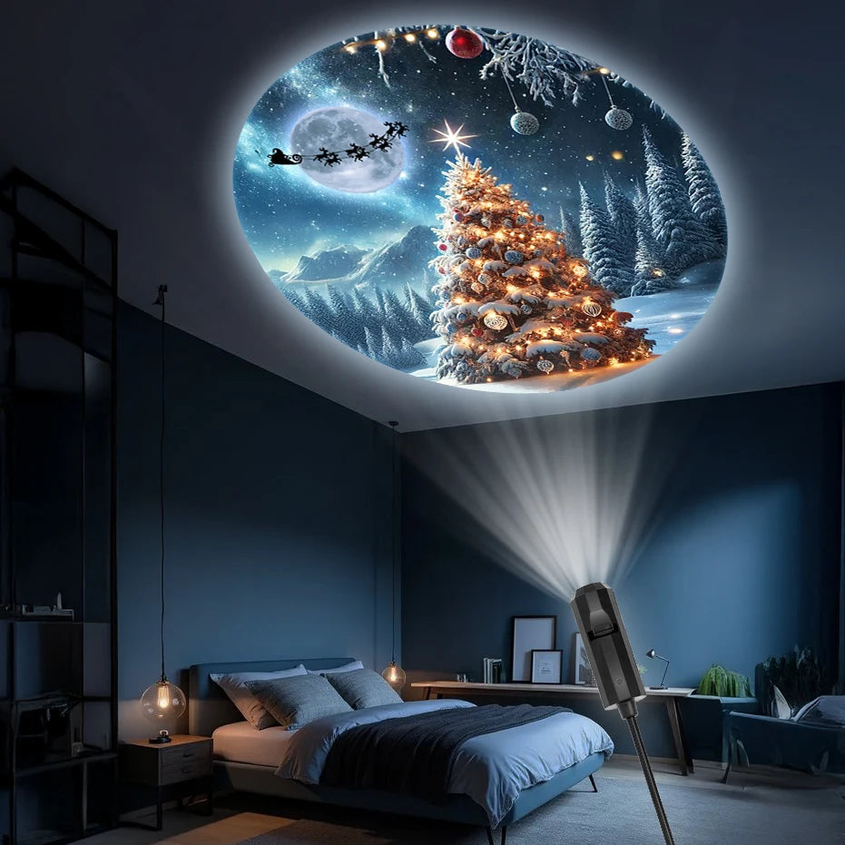 Christmas tree LED projection light, 360° rotatable and adjustable, suitable for creating room and bedroom atmosphere