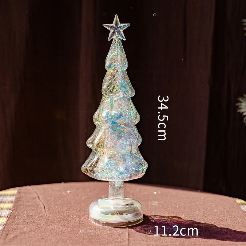 Christmas Tree Glass Night Light for Home Xmas Romantic Holiday Atmosphere Arbol De Navidad Ornaments LED Luminous Decoration
