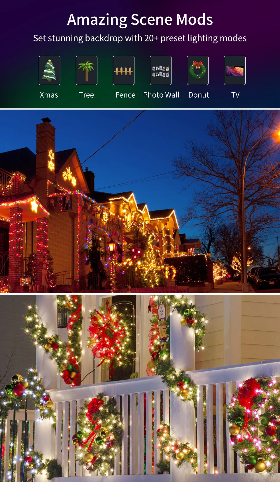 Led Fairy Light Strip Christmas Lights Smart Bluetooth USB Music Festoon Street Garland Wedding Birthday Party Decor for Home