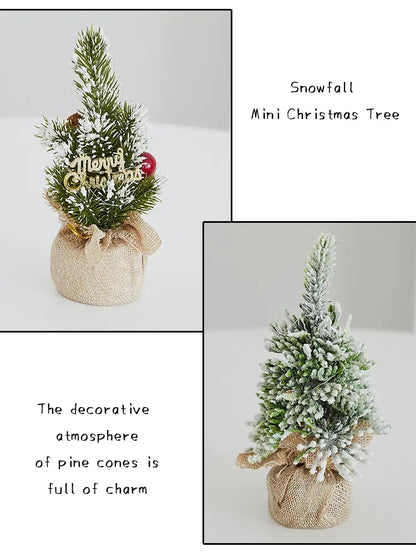Christmas Tree Mini Desktop Decoration Plush Falling Snow PE Tree Holiday Scene Decoration 20cm Christmas Trees Home Decor