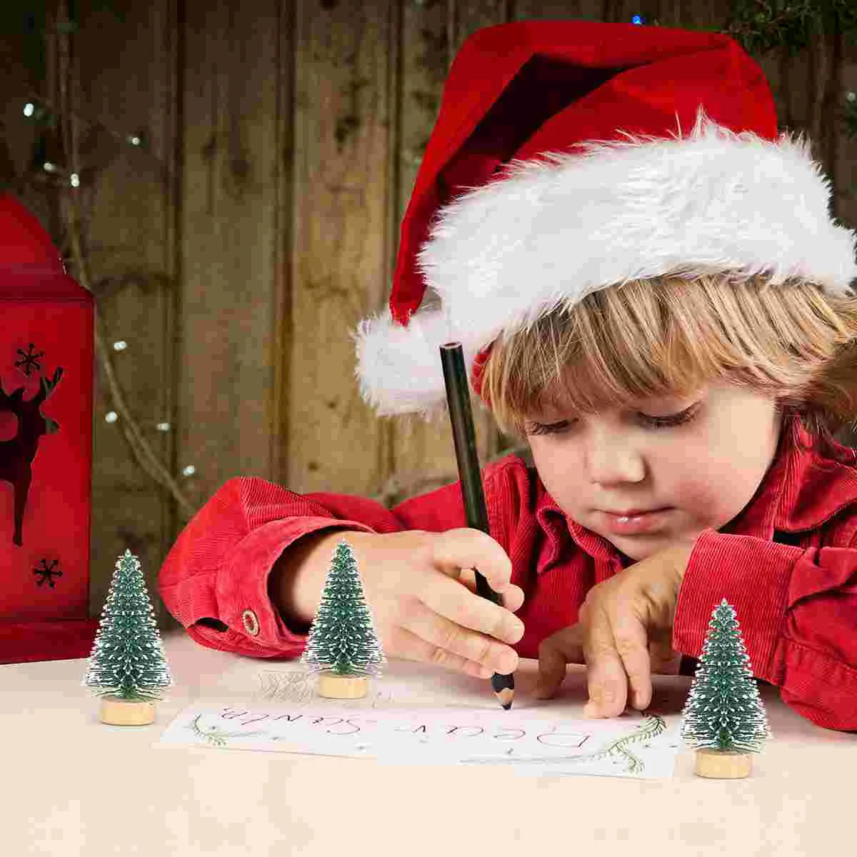 Christmas Tree Ornaments Decorations Mini Hoiday Trees Crafts Snow Frost Bamboo Artificial Indoor Fake Pine Holiday