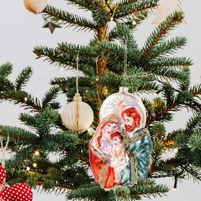 Christmas Ornaments Crafts Xmas Party Decorations Tree Hanging Gift Scene Layout Supplies Glass Holy Family Pendant Man