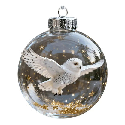 Christmas Clear Ball Ornaments Natures Birds Crystals Glass Set Hanging For Decor Set Xmas Tree Holiday Party Home Decoration
