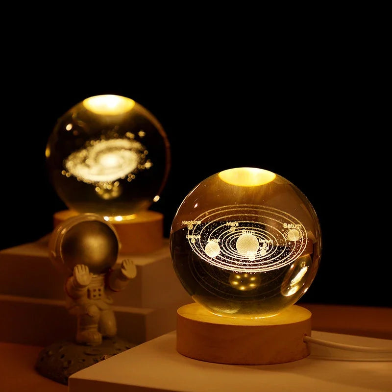 NEW Christmas Birthday Gifts6 Crystal Ball Planet Night Light Laser Solar System Globe Astronomy Festival GiftsDesktopDecoration