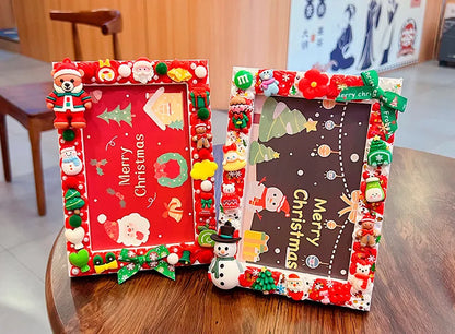 Christmas Holiday Gifts DIY  Cream Gum 6 Inches  Photo Frame Material Pack Handmade Production Cartoon Photo Frame Wooden