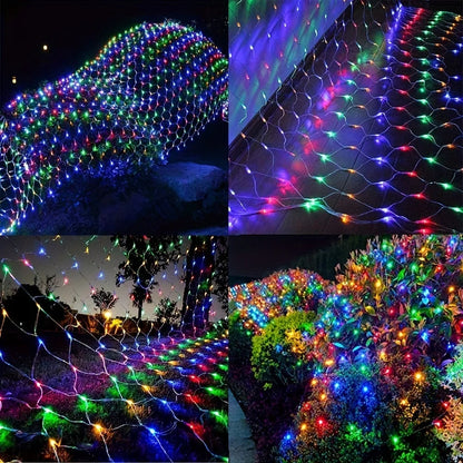 Christmas Net Lights Outdoor Solar Powered Mesh Light Waterproof Timing Dimmable for Tree Garden Yard Wedding Party Decoration
