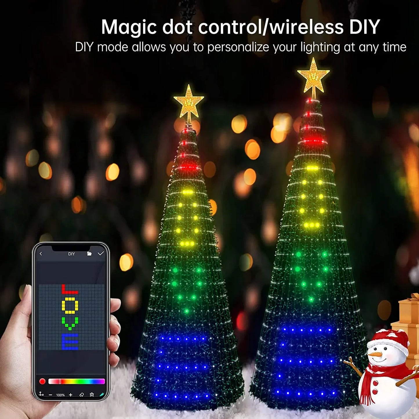 Christmas Ornamental Tree Lights Smart APP Music Sync Waterproof Indoor Outdoor String Christmas Decoration Atmosphere Lighting