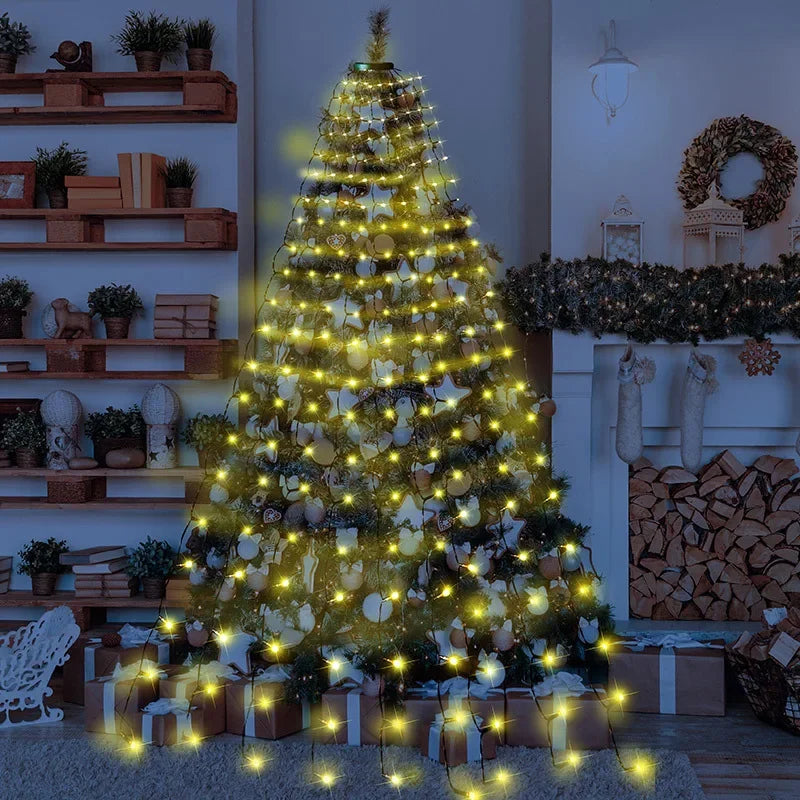 Christmas Tree Lights 8 Modes for 6ft-7ft Christmas Tree, Indoor Outdoor Xmas Decorations 280LED String Lights for Room Bedroom