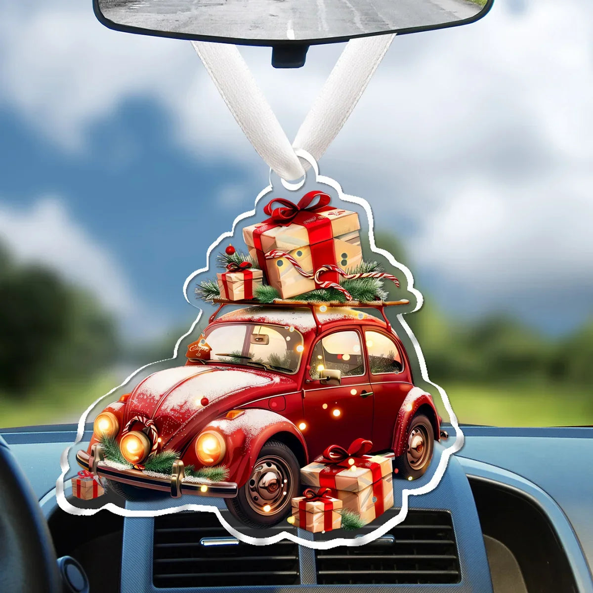 Navidad 2026 New Year Gifts - Christmas Theme Acrylic Hanging Ornaments Art Pendant for Car Home Party Wall Decoration 1PCS