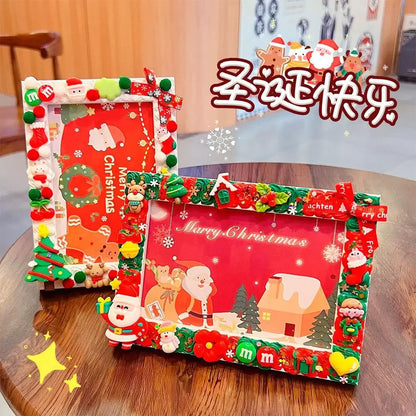 Christmas Holiday Gifts DIY  Cream Gum 6 Inches  Photo Frame Material Pack Handmade Production Cartoon Photo Frame Wooden