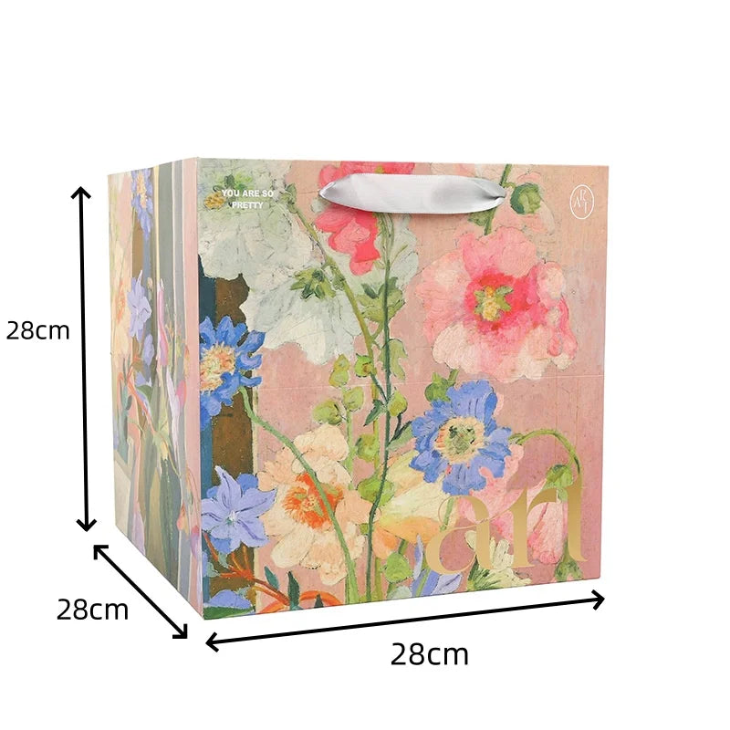 Gift Bags With Handles Paper Party Favor Handbag Bow Ribbon Jewelry Packing Birthday Wedding Graduation Celebration Present Wrap