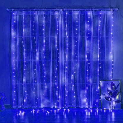 Christmas Lights Curtains for Windows Led Fairy New Year Lighting Room String Garland Usb Party Waterfalls Decorations Girls