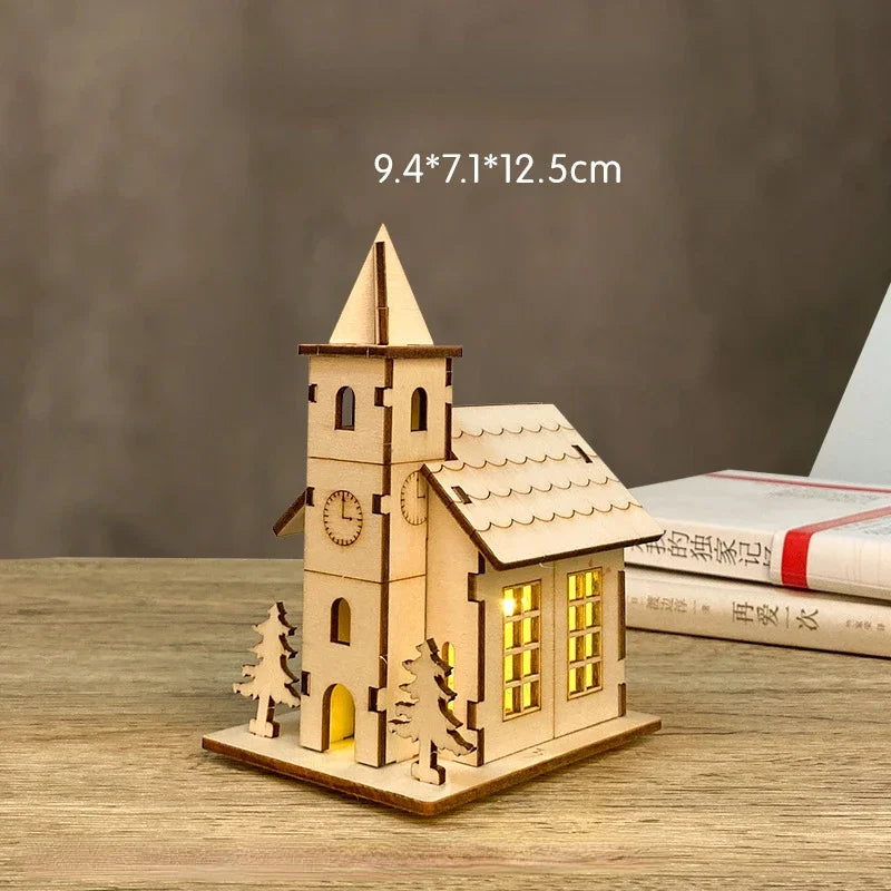 Christmas LED Wooden House Light Luminous Cabin Ornament