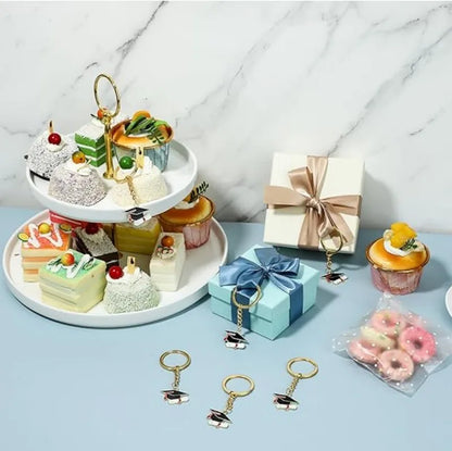 20 Graduation Gifts: Graduation Cap-shaped "Happy Graduation" Keychains. Metal material, suitable for graduation/school return g