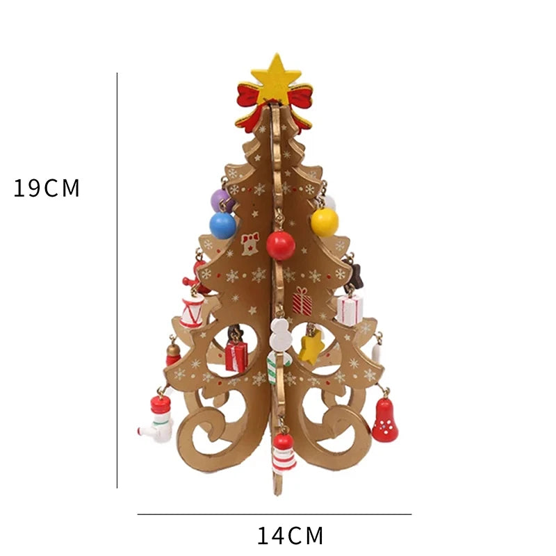 Christmas Tree Children Handmade DIY Stereo Wooden Christmas Tree Scene Layout Christmas Decoration Ornaments Hot