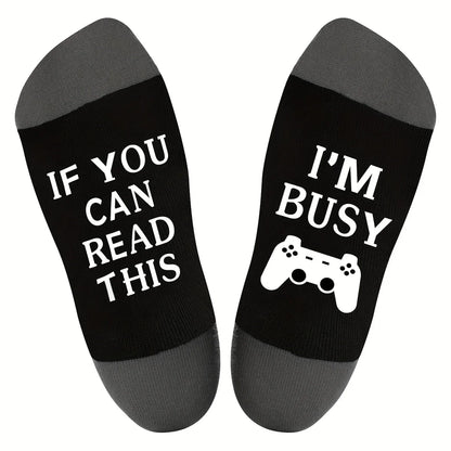 Gifts For Men BoyFriend Christmas Birthday Presents 1Pairs 'I Am Gaming'' I'm not Sleeping' Print Funny Novelty Cotton Socks