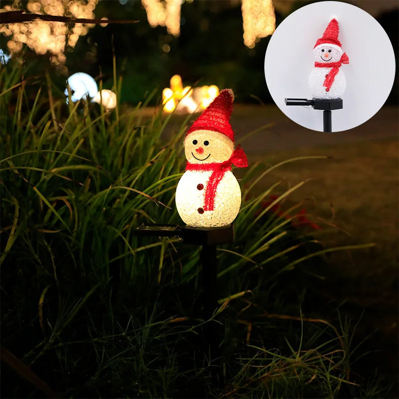 Christmas Decorations Light Solar Light Snowman Christmas Outdoor Solar Powered Stakes Lights For Corridor Patio Lawn Decoration