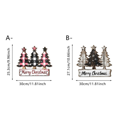 2D Christmas Three Trees Wooden Christmas Decoration Festival Atmosphere Decoration Hanging Pendant Holiday Gifts