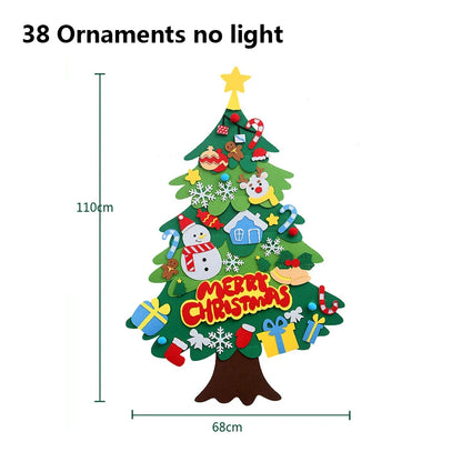 Felt Christmas Tree with Ornaments DIY Cristmas Ornament Navidad Gifts Santa Claus New Year Door Wall Hanging Decorations